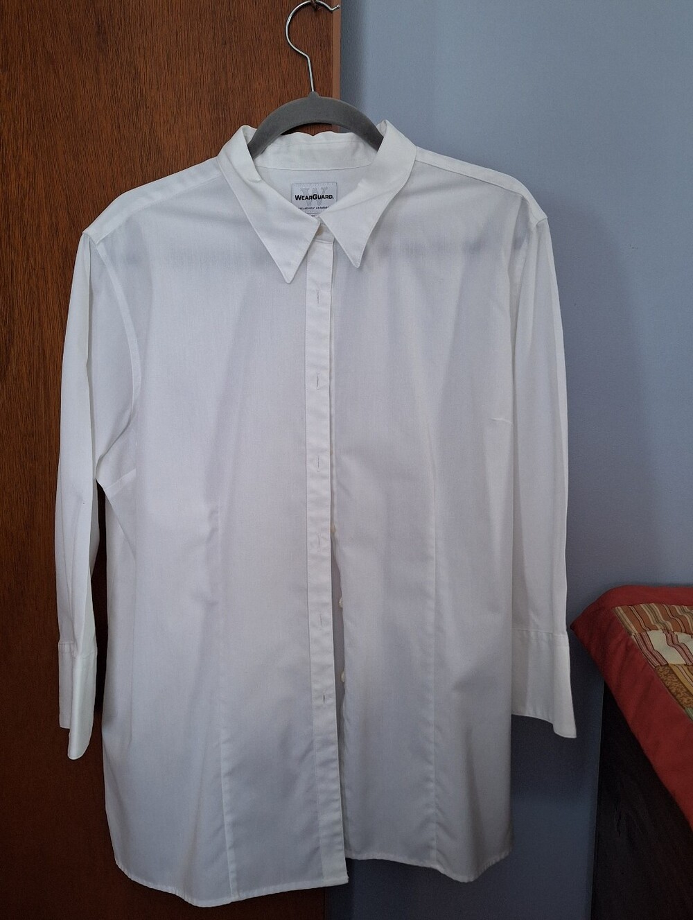 Wear Guard Women's Classic White Button-Up Shirt 3/4 Sleeves Size XL